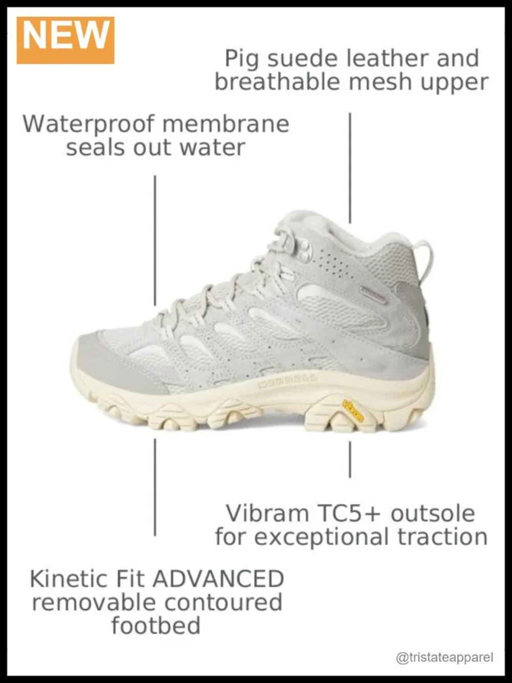 Waterproof Leather Hiking Shoes - Merrell Moab 3 Mid - Women's Trail